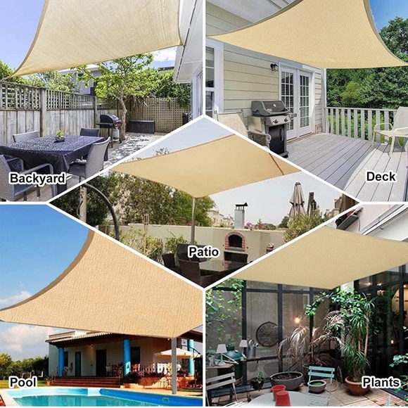 (1820) Outdoor Sun Shade Sail Rectangular 20’ x 12' Cloth for Patio,Pool,Deck - Picture 5 of 6